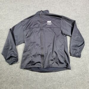 USA Olympics Committee Jacket Mens XL Black‎ Zip Up Windbreaker Long Sleeves
